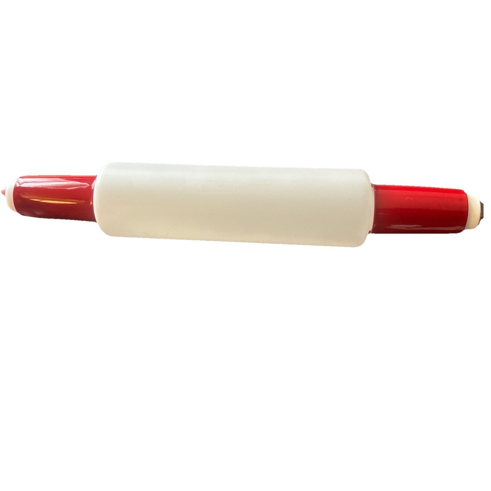 Tupperware Fill N Chill Large Classic Plastic Rolling Pin 16'' Red Handles